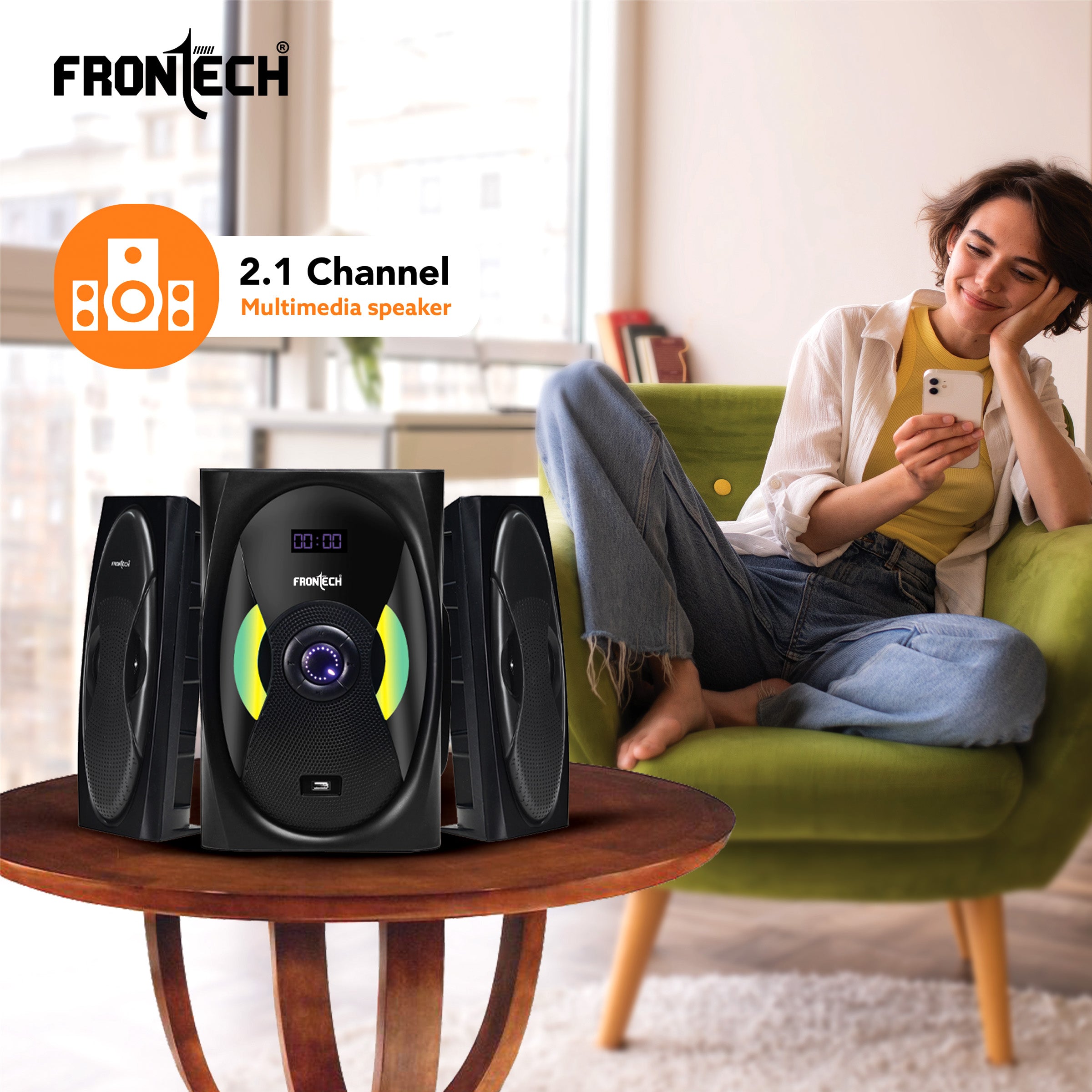 Frontech 2.1 Channel Bluetooth Speaker System (SW-0142) Frontech 2.1 Channel Bluetooth Speaker System (SW-0142)